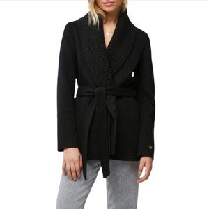 Soia & Kyo Gabby Double Faced Wool Jacket Coat Womens Medium Black Belted Collar
